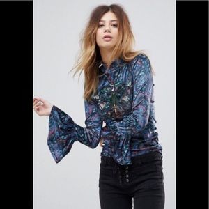 Free People L'Amour Velvet Sequin Top